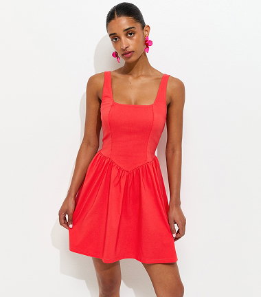 Red V-Shaped Waist Mini Dress