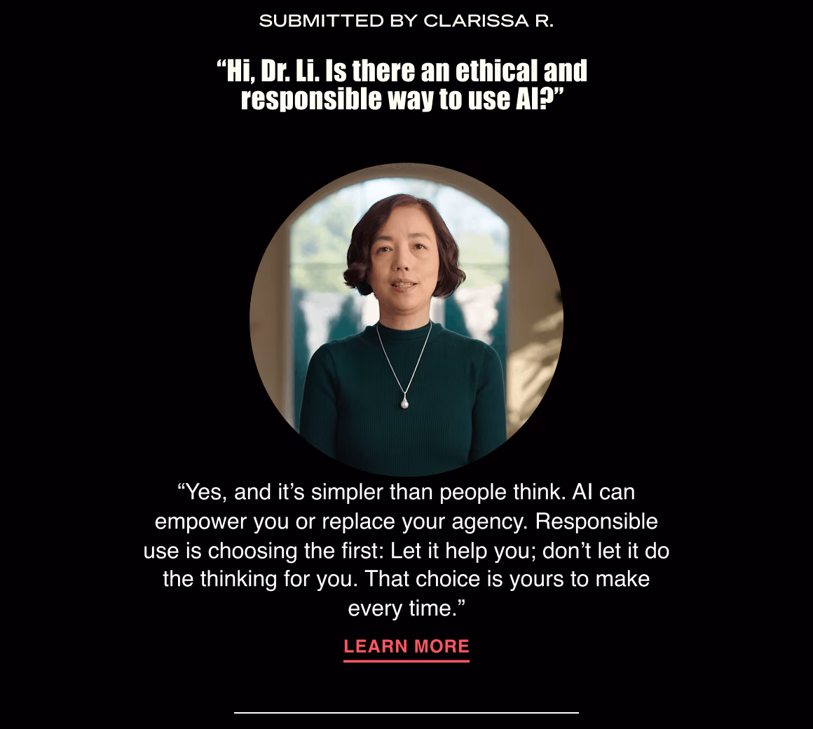 “Hi Dr. Li, is there an ethical and responsible way to use AI?”