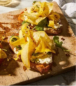Summer Squash Toasts With Smashed Feta