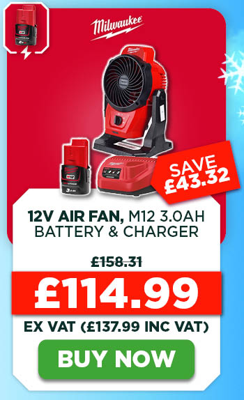 Milwaukee M12 AF-0 12V Air Fan, M12 3.0Ah Battery & Charger