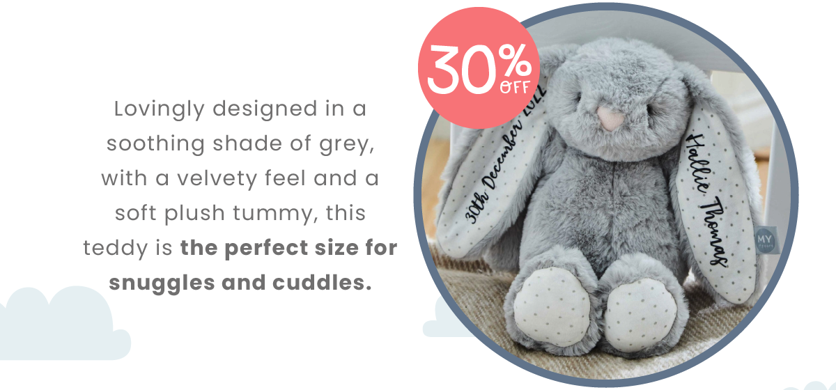 Personalised Grey Bunny Soft Toy