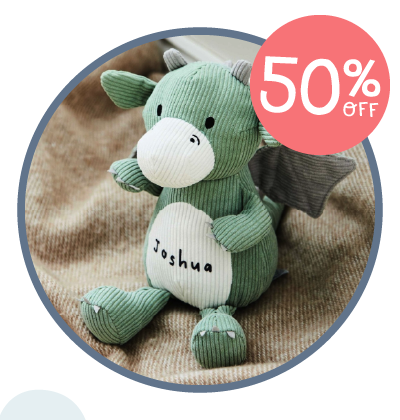 Personalised Green Cord Dragon Soft Toy