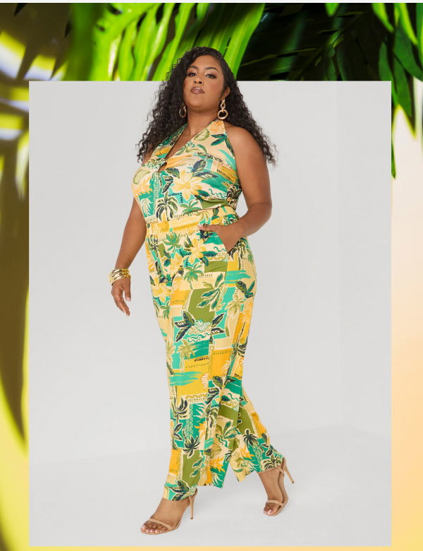 Tropical Print Halter Top