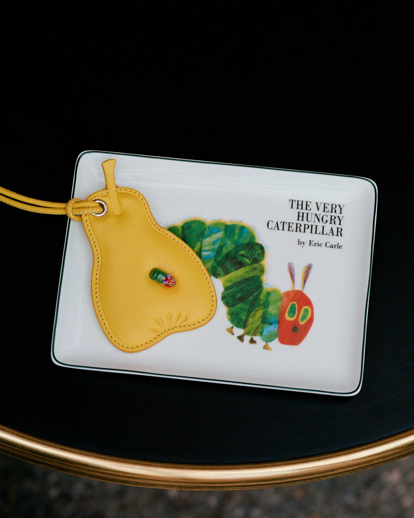 Trinket Tray, White Porcelain with Multicolor Book Cover Motif