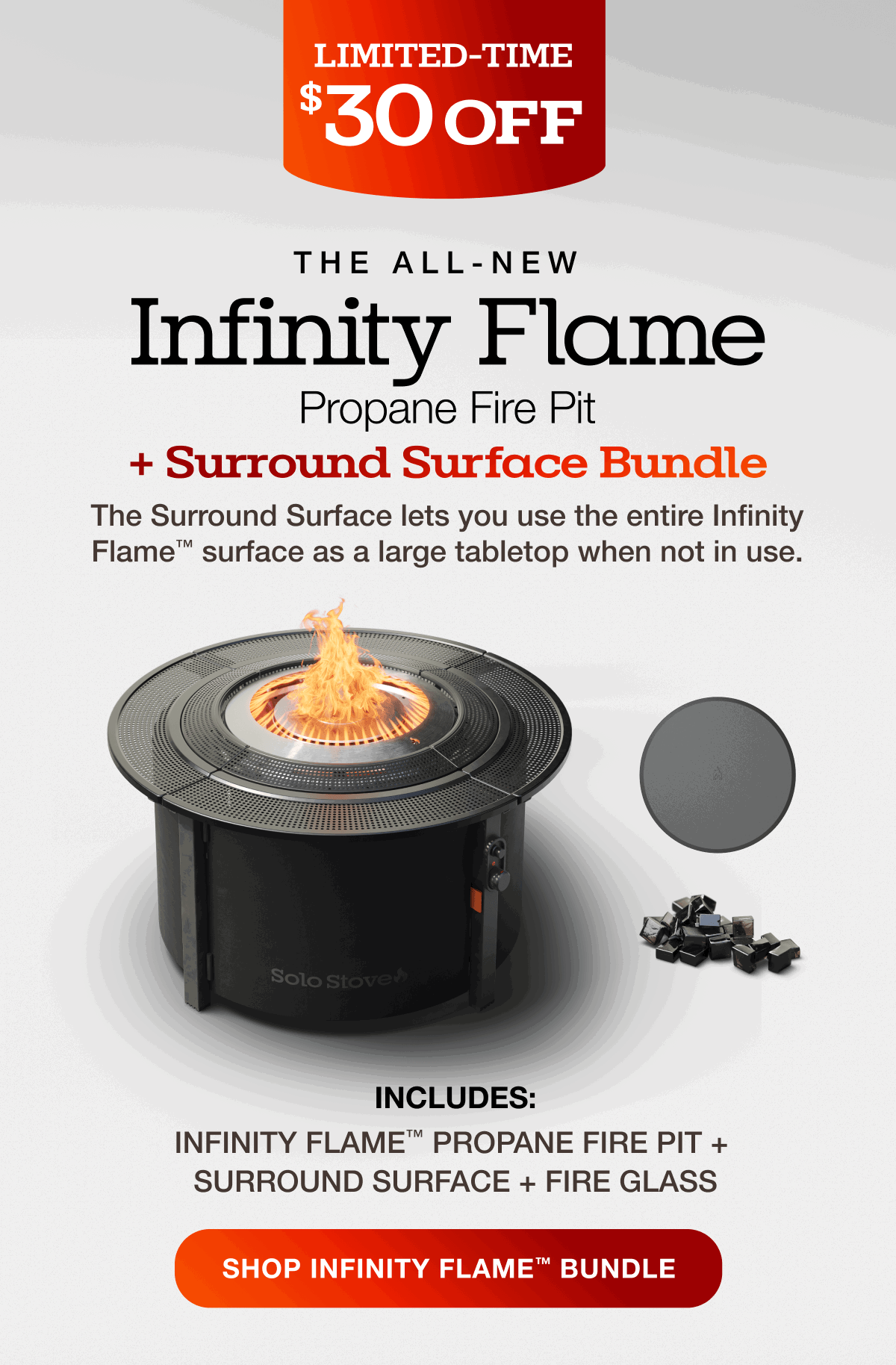 Infinity Flame Propane Fire Pit + Surround Surface