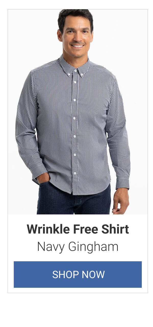 Navy Gingham Wrinkle Free Shirt