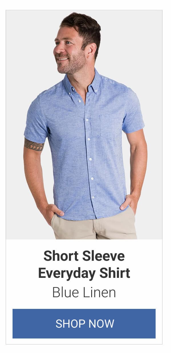 Blue Linen Short Sleeve Everyday Shirt