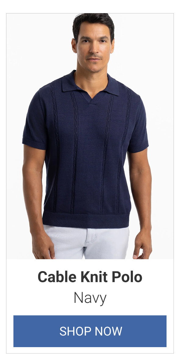 Navy Cable Knit Polo