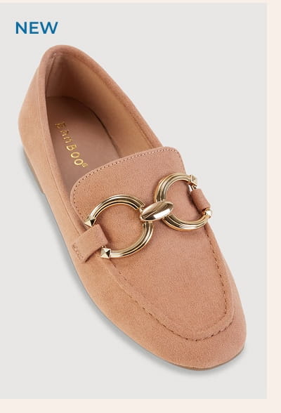 Shop Faux Suede Loafers with Metallic Pendant