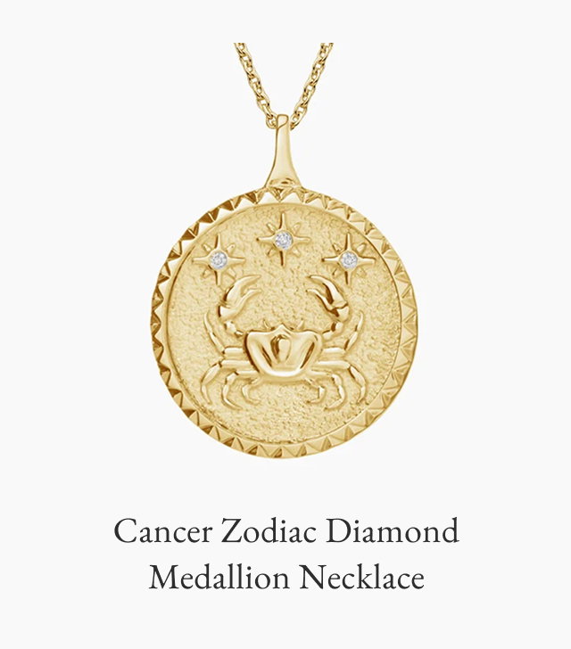 Cancer Zodiac Diamond Medallion Necklace