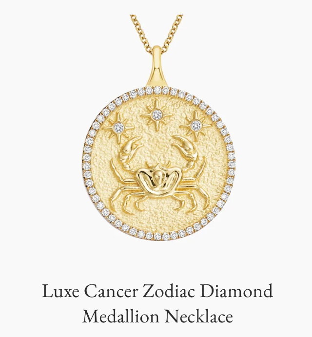 Luxe Cancer Zodiac Diamond Medallion Necklace 