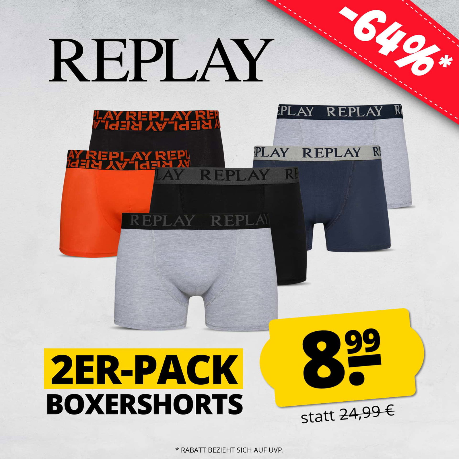 REPLAY Boxer Style Cuff Logo Herren Boxershorts