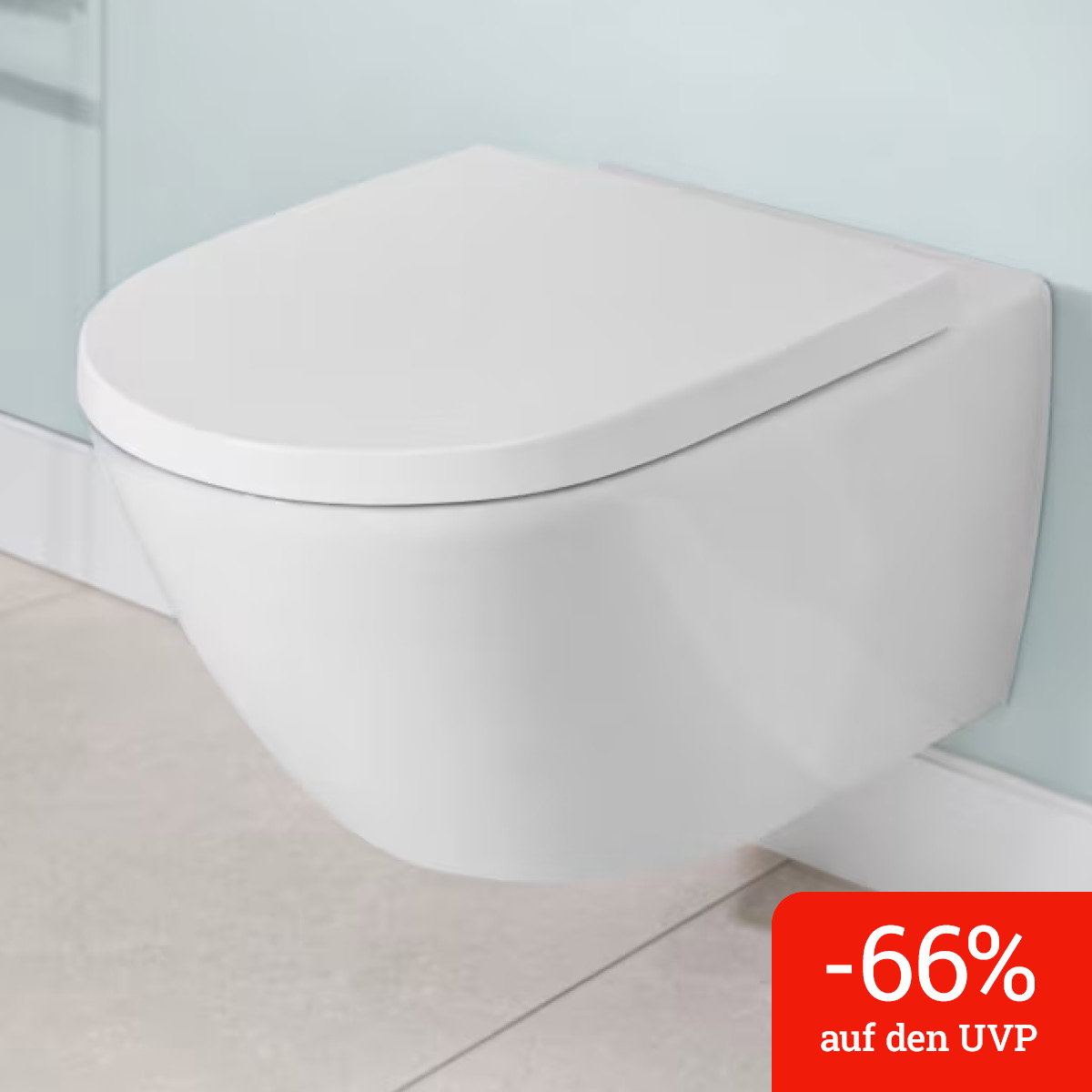 Villeroy & Boch Subway 3.0 Tiefspül-WC spülrandlos, wandhängend, TwistFlush, mit WC-Sitz 8M42S1, Combi-Pack