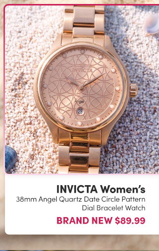 INV-35826  Invicta | Women's 38mm Angel Quartz Date Circle Pattern Dial Bracelet Watch – Brand New $89.99