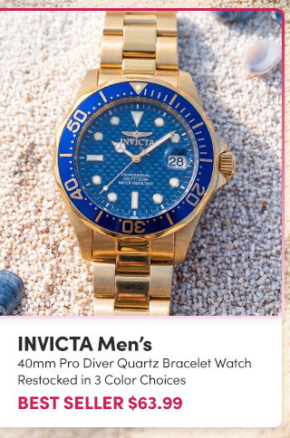 INV-2697 Invicta | Men's 40mm Pro Diver Quartz Bracelet Watch – Best Seller $63.99
