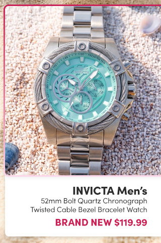 INV-45874 Invicta | Men's 52mm Bolt Quartz Chronograph Twisted Cable Bezel Bracelet Watch – Brand New $119.99