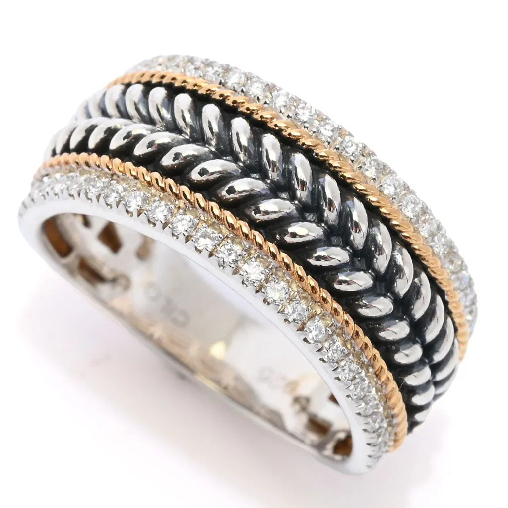 Image of Peace Jewelers 18K Vermeil 0.30ctw Lab-Grown Diamond Two-Tone Band Ring