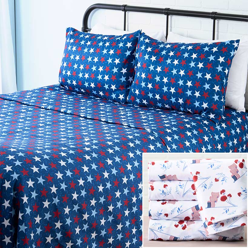 Image of Americana Stars and Stripes Ultra-Soft 4-Pc. Sheet Set, Full/Queen or King