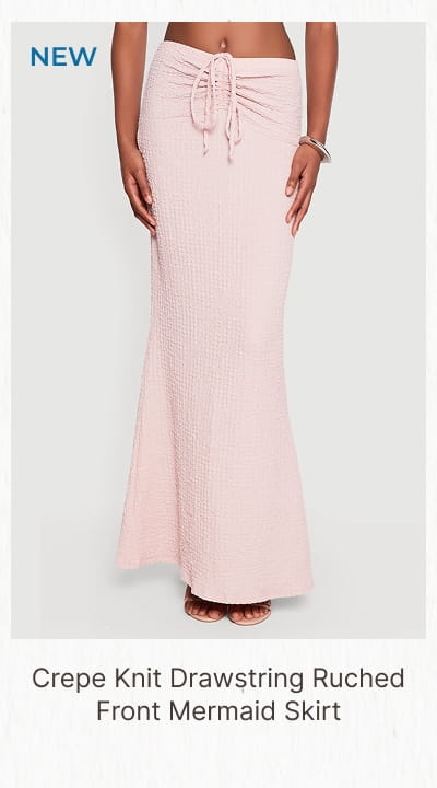 Shop Crepe Knit Drawstring Ruched Front Mermaid Skirt