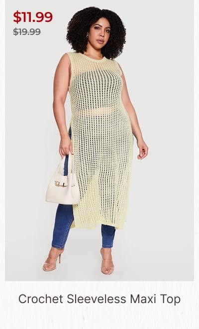 Shop Plus Size Crochet Sleeveless Maxi Top