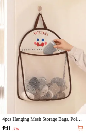4pcs Hanging Mesh Storage Bags...