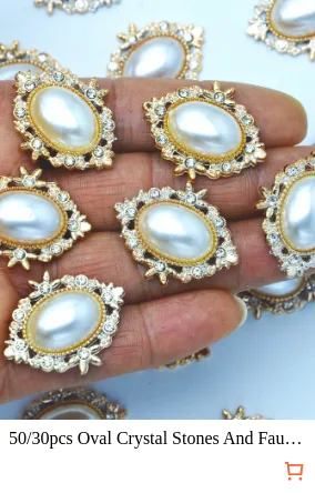 50/30pcs Oval Crystal Stones And...