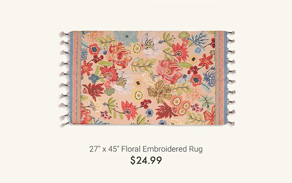 27" x 45" Floral Embroidered Rug