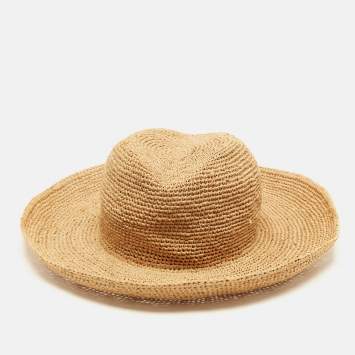 Beige Logo Embroidered Raffia 