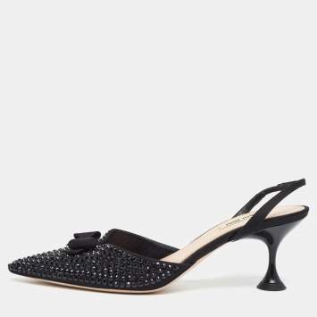 Size 39.5 Black Fabric Crystal