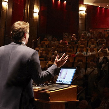 A person giving a lecture