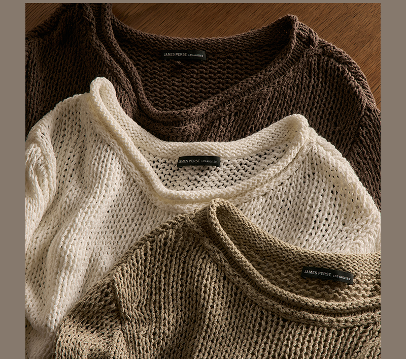 WOMENS TEXTURED COTTON LINEN PULLOVER