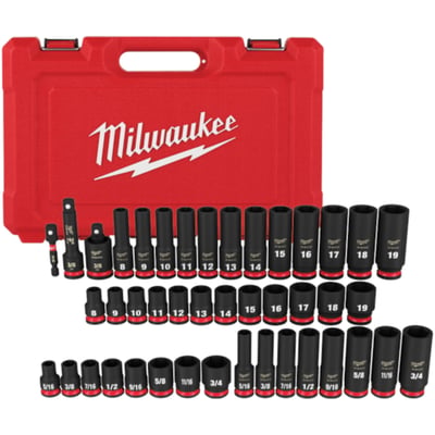 Milwaukee SHOCKWAVE Impact Duty 3/8in.-Drive 6-Point Socket Set, 43-Pc., SAE and Metric, Model# 49-66-7009