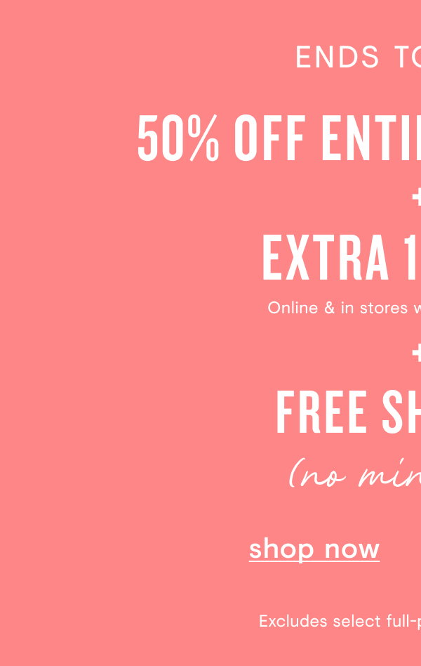 50% off + extra 15% off + free shipping