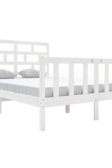 Bed Frame White Solid Wood Pine 140x200 cm