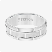 Triton 8MM Tungsten Carbide Ring - Brick Pattern Center and Flat Edge