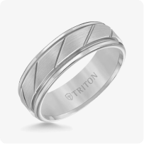 Triton 7MM Tungsten Carbide Ring - Diagonal Cut Center and Round Edge