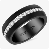 Triton Black Tungsten Band with Created White Sapphire Inlay (8mm)