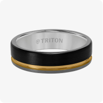 Triton 6.5MM Tungsten Carbide Ring -Center Groove Brush Finish Flat Edge