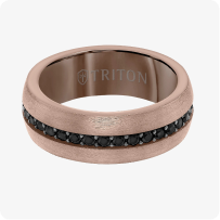 Triton 8MM Espresso Tungsten Sapphire Eternity Ring - Satin Bright Finish and Bevel Edge