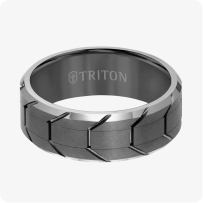 Triton 8MM Tungsten Carbide Ring - Black Carbon Fiber Center and Bevel Edge
