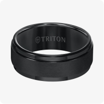 Triton 9MM Tungsten Carbide Ring - Brushed Finish and Step Edge