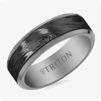 Triton 7MM Grey Tungsten Carbide Ring - Forged Carbon Inlay Center and Polished Dome Edge Profile