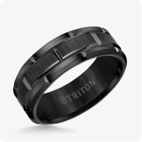 Triton 8MM Tungsten Carbide Ring - Brick Pattern Center and Flat Edge