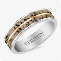 Triton Antler Inlay Comfort Fit Band in Tungsten (6mm)