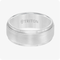Triton 9MM Tungsten Carbide Ring - Brushed Finish and Step Edge