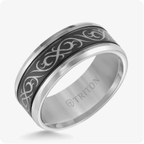 Triton 9MM Tungsten Carbide Ring - Laser Cut Center and Round Edge