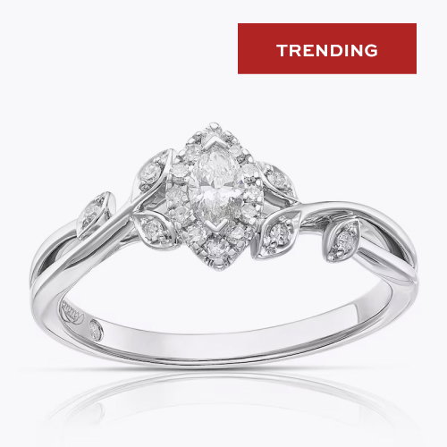 Emmy London 9ct White Gold Marquise Cut 0.25ct Diamond Ring