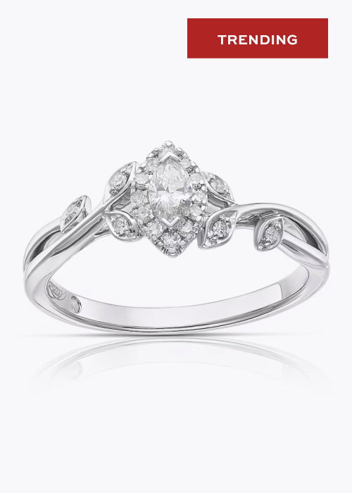 Emmy London 9ct White Gold Marquise Cut 0.25ct Diamond Ring