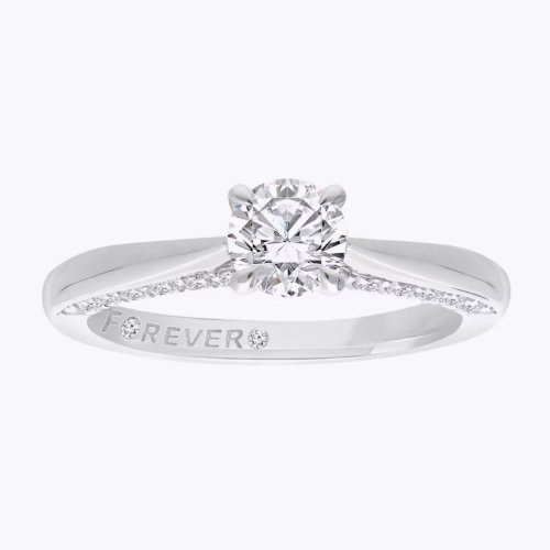 The Forever Diamond Platinum Solitaire Hidden Accent 1ct Diamond Ring