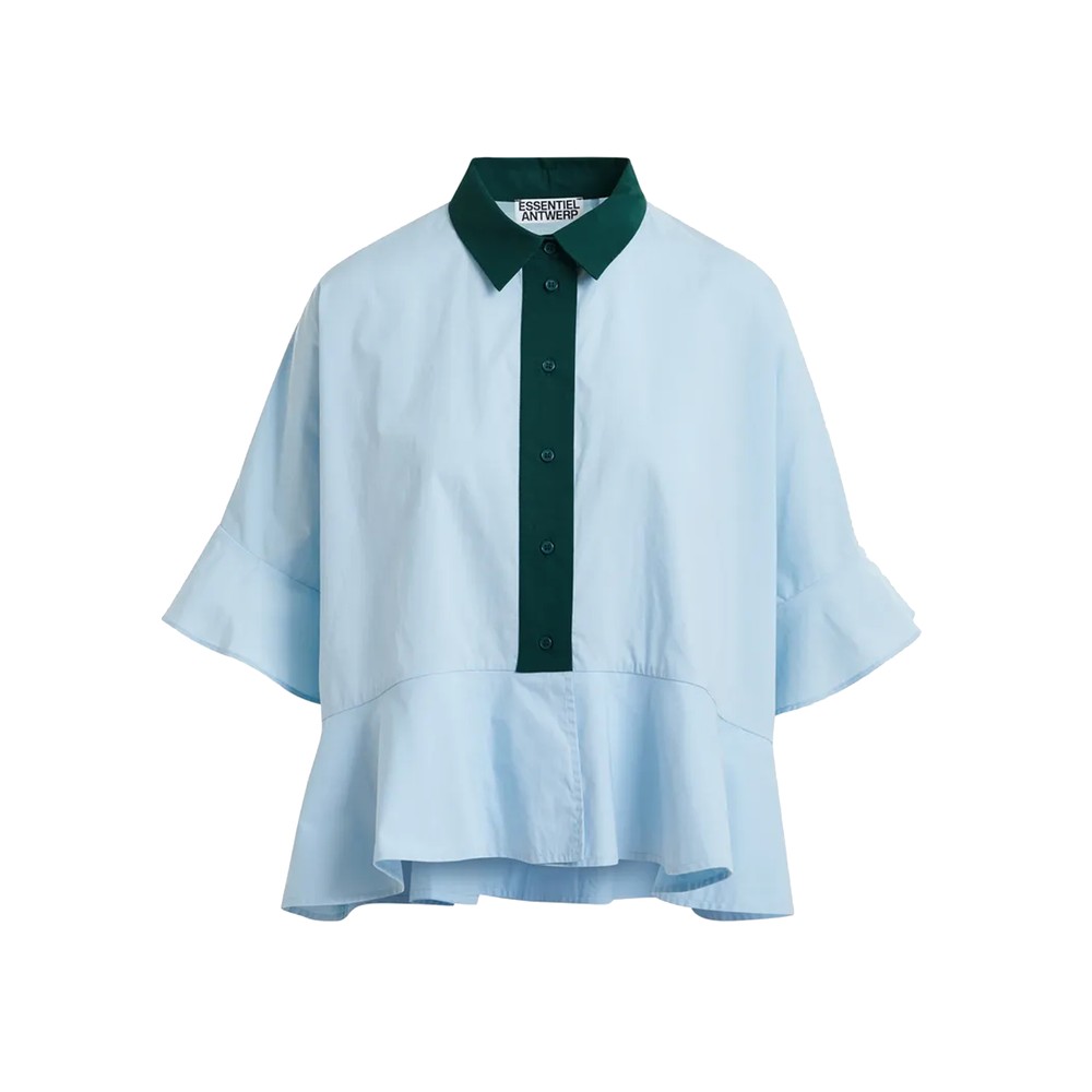 Image of Kaylee Cotton Peplum Blouse - Aquamarine